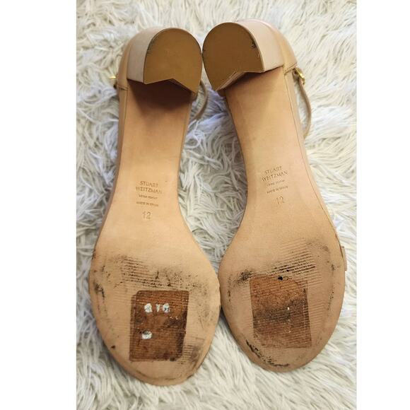 Stuart Weitzman Nearlynude Strap Leather Sandals 12 - Picture 6 of 13